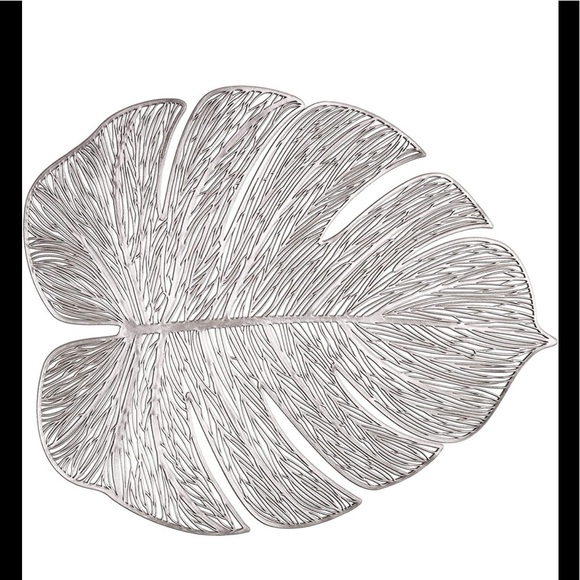 Garden silver vinyl finest plastic LEAF tableware/5 pcs - Picture 1 of 2
